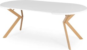 Stół Okrągły Rozkładany LUKAS 100-250 cm Biały/Dąb Skandynawski