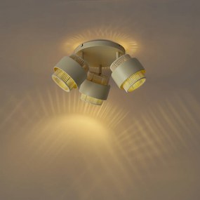 Nowoczesny reflektor sufitowy beżowy ze złotem, 3-punktowy, obrotowy i przechylny - Kora