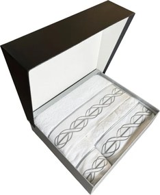 Podarunkowy zestaw ręczników VITA, 3 szt Biały / szary haft