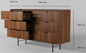 Komoda z 6 szufladami na nóżkach orzech warmia T9-G69