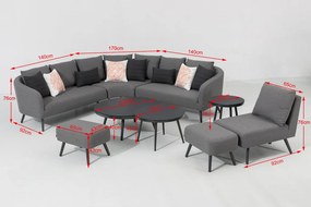 Doppler MELIA LIKA-TEX® ogrodowy zestaw wypoczynkowy szary