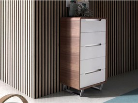 Szyfoniera białe drewno, orzech i chromowana stal 7111 ANGEL CERDA