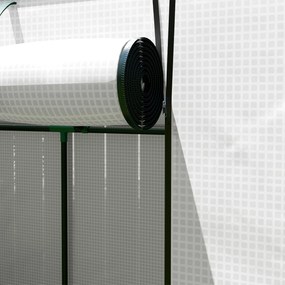 Outsunny Mini szklarnia, szklarnia przyścienna z rolowanymi drzwiami i oknami siatkowymi, odporna na UV, dla kwiatów, sadzonek, roślin, Biała