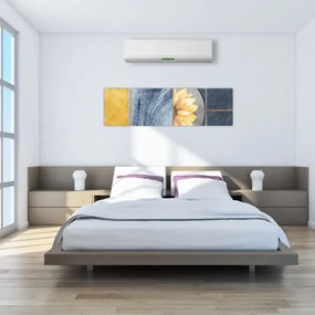 Obraz - Kształty i kwiat (170x50 cm)
