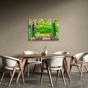 Obraz na szkle - Magiczny ogród z łabędziami (70x50 cm)