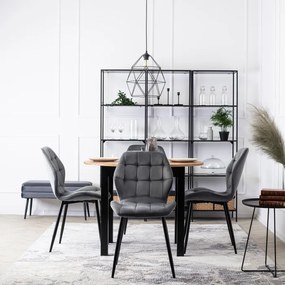 Krzesło Tapicerowane do Jadalni LUCKY Szare Welurowe Nowoczesne Loft