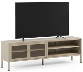 Kremowa metalowa szafka pod TV 160x50x35 cm Fayna – Marckeric