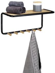 Półka ścienna z bambusowymi haczykami, 58 x 26 x 26 cm, Loft, WENKO