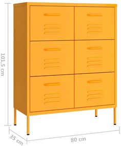 Metalowa loftowa szafka z 6 szufladami musztardowy B2-A68