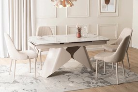 Ceramiczny stół z rozkładanym blatem Verona 160-240 cm, biały marmur/kaszmir