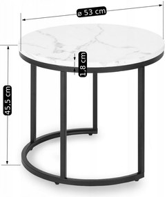 Zestaw Stolików Kawowych DAFNE 43 cm/53 cm Biały Marmur Nowoczesny Glamour