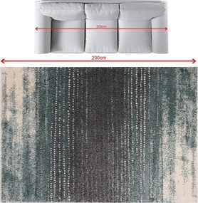 Dywan Modern Teal blue/ dark grey 200x290cm