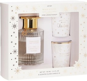 Aroma zestaw upominkowy Warm Winter, zapach Cozy Flannel, dyfuzor + 2 świeczki