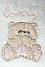 Podarunkowy zestaw ręczników dla dzieci LOVELY, 2 szt Śmietankowy / Różowy haft Zestaw (ręcznik 50x90cm, ręcznik 70x130cm)