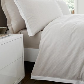 Kremowa pościel jednoosobowa z perkalu bawełnianego 135x200 cm Seersucker Woven Stripe – Bianca