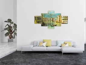Obraz - Kanał wenecki i gondole (125x70 cm)