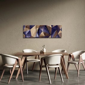 Obraz - 3D drewniane trójkąty (z zegarem) (90x30 cm)