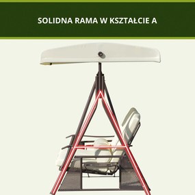 Outsunny huśtawka ogrodowa 2osobowa z daszkiem przeciwsłonecznym poduszka metal poliester beżowy 162x118x173cm | Aosom PL