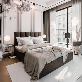 Masseno Łóżko tapicerowane LURE z pojemnikiem na pościel 180x200 cm - Brązowy, SAWANA 16