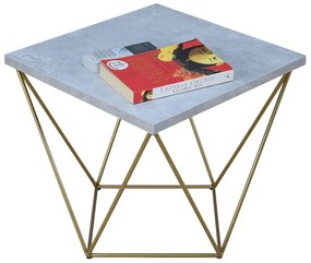 Kwadratowy stolik kawowy beton + złoty E9-P53