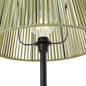 Zewnetrzna Zewnętrzna lampa podłogowa czarna z zielonym kloszem ze sznura IP44 - Virginia JaylaJapandi Oswietlenie zewnetrzne