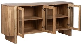 Witryna z litego drewna akacjowego w naturalnym kolorze 180x80x40 cm Creel – Ixia