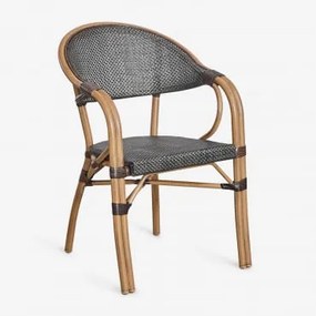 Krzesło Do Jadalni Brielle Bistro Stackable Aluminum Z Podłokietnikami Brązowy Coffee - Sklum