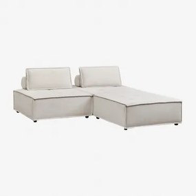 2-częściowa Modułowa Sofa I Pufa W Tkaninie Vermont Szenila Kremowy Beż - Sklum