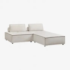2-częściowa Modułowa Sofa I Pufa W Tkaninie Vermont Tkaniny Beżowy Krem - Sklum