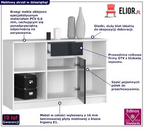 Komoda do salonu biała + grafit połysk - Fillo 4X