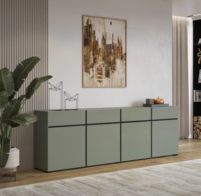 Komoda CROSS 4D4S 225cm zielona/czarna HELVETIA