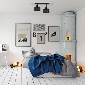 Lampa sufitowa czarna dwupunktowa z czarnymi abażurami B-3306SC-SC E27