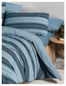 Niebieska 4-częściowa pościel dwuosobowa z prześcieradłem 200x220 cm Stripes – Mila Home