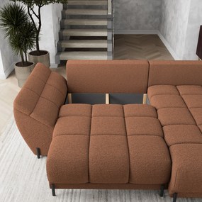 Masseno Narożnik VESTANO  z funkcją spania i pojemnikiem na pościel Narozniki L, Rozkładana sofa - Miedziany, QUELLE 54