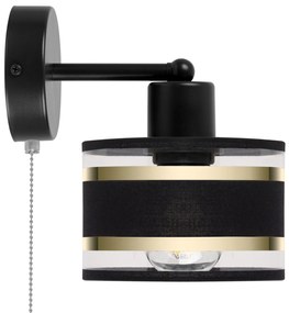 Czarny kinkiet LED z włącznikiem z czarnym abażurem SHWD-TI-1010SC-SC