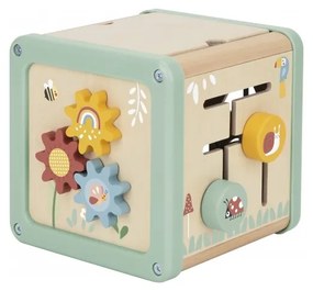 Woopie green drewniana kostka aktywności multifunkcyjna edukacyjna sorter