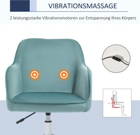 Vinsetto Fotel z masażerem krzesło obrotowe z funkcją wibracji aksamit Maksymalne obciążenie 115kg Zielony | Aosom PL