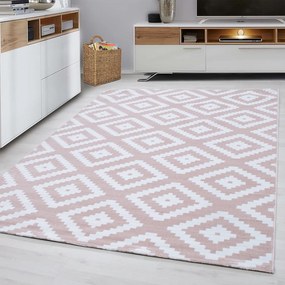 Dywan nowoczesny Plus kwadraty różowo-kremowy 200 cm x 290 cm