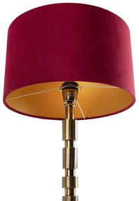 Lampa stołowa w stylu art deco brązowa 35 cm abażur z aksamitu czerwony - Torre ArtDeco Oswietlenie wewnetrzne