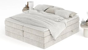 Beżowe łóżko kontynentalne ze schowkiem bez zagłówka 200x200 cm Juniper – Maison de Rêve