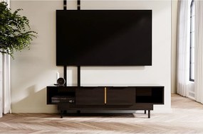 Czarna komoda RTV Dancan ARTEMISA ze złotymi dodatkami