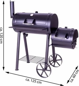 Grill ogrodowy z wędzarnią XL - 120 x 55 cm