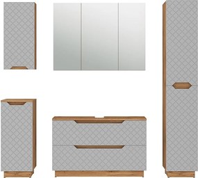 Zestaw mebli łazienkowych dąb/szary ze strukturą płytek 99.4x32x62.5 lotta