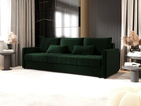 Ciemnozielona welurowa sofa rozkładana z pojemnikiem D2-L20