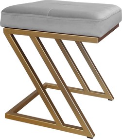 Pufa ZETA tkanina Welur loft ławka podnóżek metal : Kolor Stelaża - Złoty, Kolor tkaniny - VELVET - MG17, Typ tkaniny - Velvet