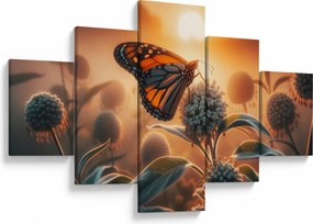 Obraz – Motyl w zachodzącym słońcu (125x70 cm)