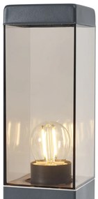 Zewnetrzna Lampa zewnętrzna ciemnoszara z przydymionym szkłem 45 cm IP44 z gniazdem i czujnikiem ruchu - Malios Nowoczesny Oswietlenie zewnetrzne