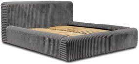 Szare łóżko tapicerowane z miękkim zagłówkiem T0-A95