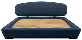 Ciemnoniebieskie tapicerowane łóżko dwuosobowe ze stelażem 160x200 cm Odette – Scandic