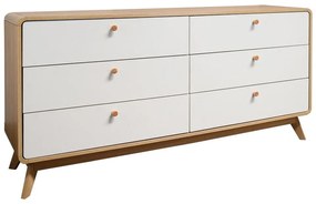 Biało-naturalna kolorze niska komoda w dekorze dębu 150x74 cm Caitlin – Støraa